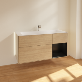 Тумба под раковину Villeroy & Boch Finion 119,6х49,8 см с подсветкой ДСП шпон дуба/черный матовый лак G070PDPC