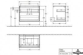 Тумба под раковину Villeroy & Boch Finion 80х50,1 см МДФ глянцевый черный лак/стекло черное матовое F08200PH