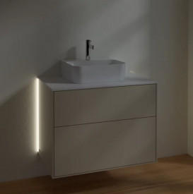 Тумба під раковину Villeroy & Boch Finion 80х50,1 см з підсвічуванням МДФ пісок матовий лак/скло біле матове G08100HH