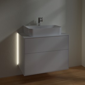 Тумба під раковину Villeroy & Boch Finion 80х50,1 см з підсвіткою МДФ білий глянцевий лак/скло біле матове G09100GF