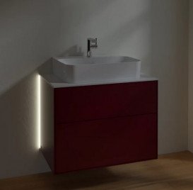 Тумба под раковину Villeroy & Boch Finion 80х50,1 см с подсветкой МДФ пион матовый лак/стекло белое матовое G09100HB