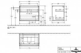 Тумба под раковину Villeroy & Boch Finion 80х50,1 см с подсветкой МДФ пион матовый лак/стекло черное матовое G09200HB