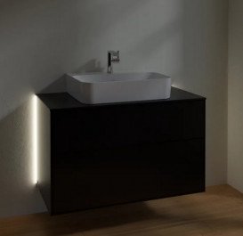 Тумба под раковину Villeroy & Boch Finion 100х50,1 см с подсветкой МДФ черный матовый лак/стекло черное матовое G10200PD