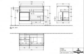 Тумба під раковину Villeroy & Boch Finion 100х50,1 см з підсвічуванням МДФ півонія матовий лак/глянцевий білий лак/скло біле матове F111GFHB