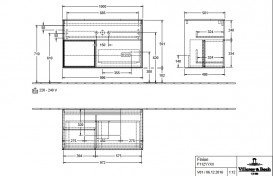 Тумба під раковину Villeroy & Boch Finion 100х50,1 см із підсвічуванням МДФ глянсовий білий лак/оливковий матовий лак/скло біле матове F111GMGF