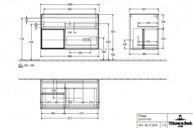 Тумба під раковину Villeroy & Boch Finion 100х50,1 см із підсвічуванням МДФ оливковий матовий лак/світло-сірий матовий лак/скло чорне матове G112GJGM