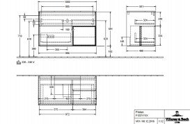 Тумба під раковину Villeroy & Boch Finion 100х50,1 см із підсвічуванням МДФ світло-сірий матовий лак/скло біле матове F121GJGJ