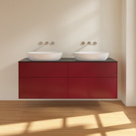 Тумба под раковину Villeroy & Boch Finion 160х50,1 см МДФ пион матовый лак/стекло черное матовое FA8200HB