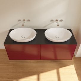 Тумба под раковину Villeroy & Boch Finion 160х50,1 см МДФ пион матовый лак/стекло черное матовое FA8200HB