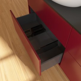 Тумба под раковину Villeroy & Boch Finion 160х50,1 см МДФ пион матовый лак/стекло черное матовое FA8200HB