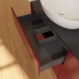 Тумба под раковину Villeroy & Boch Finion 160х50,1 см МДФ пион матовый лак/стекло черное матовое FA8200HB