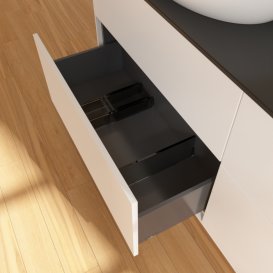 Тумба під раковину Villeroy & Boch Finion 160х50,1 см МДФ білий матовий лак/скло чорне матове FA8200MT