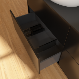 Тумба під раковину Villeroy & Boch Finion 160х50,1 см МДФ чорний матовий лак/скло чорне матове FA8200PD