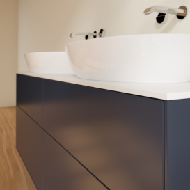 Тумба под раковину Villeroy & Boch Finion 160х50,1 см МДФ темно-синий матовый лак/стекло белое матовое FA8100HG