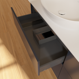 Тумба под раковину Villeroy & Boch Finion 160х50,1 см МДФ темно-синий матовый лак/стекло белое матовое FA8100HG