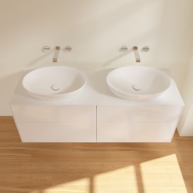 Тумба под раковину Villeroy & Boch Finion 160х50,1 см с подсветкой МДФ глянцевый белый лак/стекло белое матовое GA8100GF