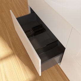 Тумба под раковину Villeroy & Boch Finion 160х50,1 см с подсветкой МДФ глянцевый белый лак/стекло белое матовое GA8100GF