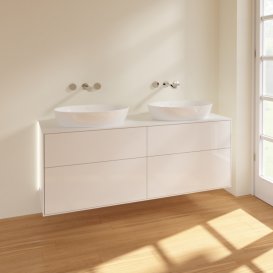 Тумба под раковину Villeroy & Boch Finion 160х50,1 см с подсветкой МДФ глянцевый белый лак/стекло белое матовое GA8100GF