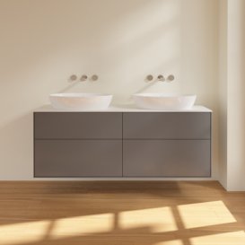 Тумба під раковину Villeroy & Boch Finion 160х50,1 см з підсвічуванням МДФ антрацит матовий лак/скло біле матове GA8100GK