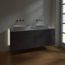 Тумба під раковину Villeroy & Boch Finion 160х50,1 см з підсвічуванням МДФ антрацит матовий лак/скло біле матове GA8100GK