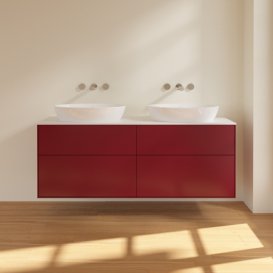 Тумба под раковину Villeroy & Boch Finion 160х50,1 см с подсветкой МДФ пион матовый лак/стекло белое матовое GA8100HB