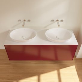 Тумба под раковину Villeroy & Boch Finion 160х50,1 см с подсветкой МДФ пион матовый лак/стекло белое матовое GA8100HB