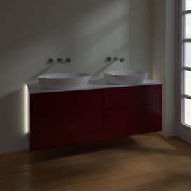 Тумба под раковину Villeroy & Boch Finion 160х50,1 см с подсветкой МДФ пион матовый лак/стекло белое матовое GA8100HB