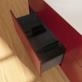 Тумба под раковину Villeroy & Boch Finion 160х50,1 см с подсветкой МДФ пион матовый лак/стекло белое матовое GA8100HB