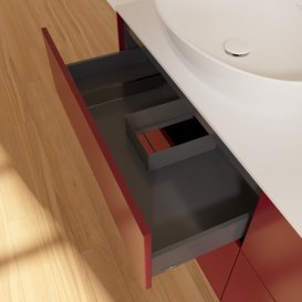 Тумба под раковину Villeroy & Boch Finion 160х50,1 см с подсветкой МДФ пион матовый лак/стекло белое матовое GA8100HB