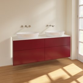 Тумба под раковину Villeroy & Boch Finion 160х50,1 см с подсветкой МДФ пион матовый лак/стекло белое матовое GA8100HB