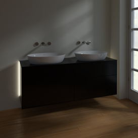 Тумба под раковину Villeroy & Boch Finion 160х50,1 см с подсветкой МДФ черный матовый лак/стекло черное матовое GA8200PD