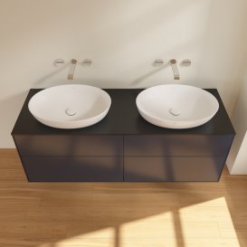 Тумба під раковину Villeroy & Boch Finion 160х50,1 см із підсвічуванням МДФ темно-синій матовий лак/скло чорне матове GA8200HG