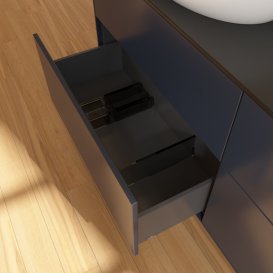 Тумба під раковину Villeroy & Boch Finion 160х50,1 см із підсвічуванням МДФ темно-синій матовий лак/скло чорне матове GA8200HG