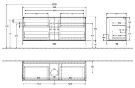 Тумба под раковину Villeroy & Boch Finion 160х50,1 см МДФ антрацит матовый лак/стекло белое матовое FA9100GK