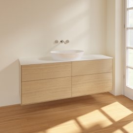 Тумба под раковину Villeroy & Boch Finion 160х50,1 см МДФ шпон дуба/стекло белое матовое FA9100PC