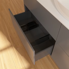 Тумба под раковину Villeroy & Boch Finion 160х50,1 см с подсветкой МДФ антрацит матовый лак/стекло белое матовое GA9100GK