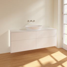 Тумба под раковину Villeroy & Boch Finion 160х50,1 см с подсветкой МДФ белый матовый лак/стекло белое матовое GA9100MT