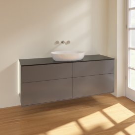 Тумба під раковину Villeroy & Boch Finion 160х50,1 см із підсвічуванням МДФ антрацит матовий лак/скло чорне матове GA9200GK