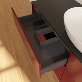 Тумба под раковину Villeroy & Boch Finion 160х50,1 см с подсветкой МДФ пион матовый лак/стекло черное матовое GA9200HB