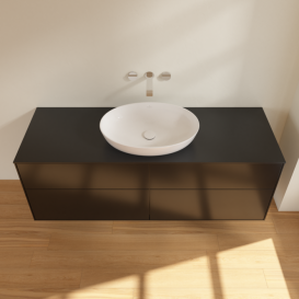 Тумба под раковину Villeroy & Boch Finion 160х50,1 см с подсветкой МДФ черный матовый лак/стекло черное матовое GA9200PD