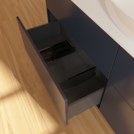 Тумба под раковину Villeroy & Boch Finion 160х50,1 см с подсветкой МДФ темно-синий матовый лак/стекло белое матовое GA9100HG