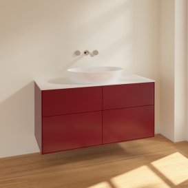 Тумба под раковину Villeroy & Boch Finion 120х50,1 см МДФ пион матовый лак/стекло белое матовое FA3100HB