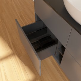 Тумба под раковину Villeroy & Boch Finion 120х50,1 см МДФ антрацит матовый лак/стекло черное матовое FA3200GK