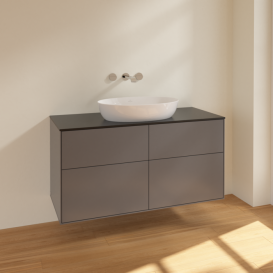 Тумба под раковину Villeroy & Boch Finion 120х50,1 см МДФ антрацит матовый лак/стекло черное матовое FA3200GK