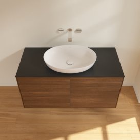 Тумба под раковину Villeroy & Boch Finion 120х50,1 см МДФ шпон грецкого ореха/стекло черное матовое FA3200GN