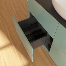 Тумба под раковину Villeroy & Boch Finion 120х50,1 см МДФ оливковый матовый лак/стекло черное матовое FA3200GM