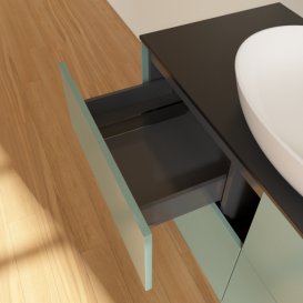 Тумба под раковину Villeroy & Boch Finion 120х50,1 см МДФ оливковый матовый лак/стекло черное матовое FA3200GM