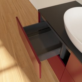 Тумба под раковину Villeroy & Boch Finion 120х50,1 см с подсветкой МДФ пион матовый лак/стекло черное матовое GA3200HB