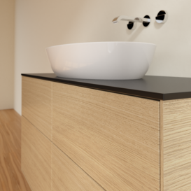 Тумба под раковину Villeroy & Boch Finion 120х50,1 см с подсветкой МДФ шпон дуба/стекло черное матовое GA3200PC