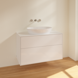 Тумба під раковину Villeroy & Boch Finion 100х50,1 см МДФ білий глянцевий лак/скло біле матове FA0100GF